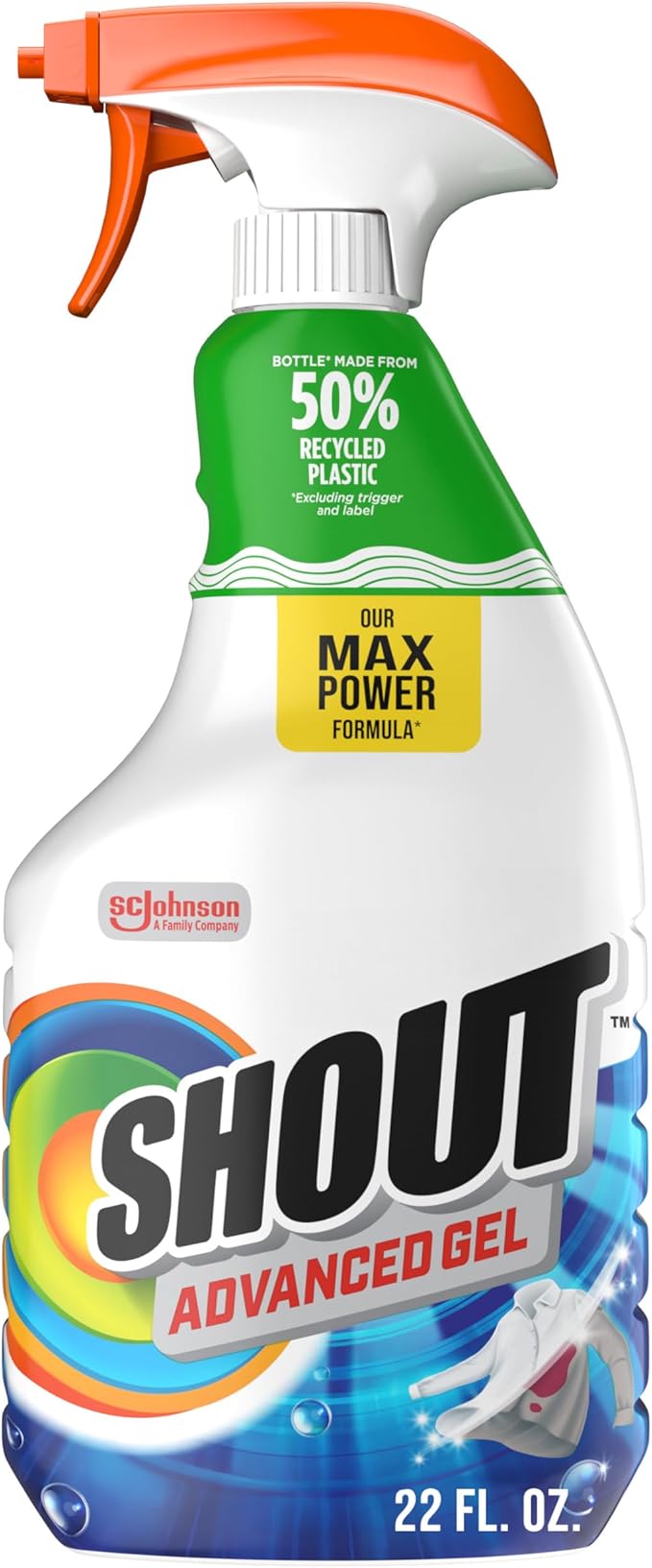 Shout Advanced Laundry Stain Remover Gel for Clothes Laundry, Breaks down stubborn, dried-in, and tough stains - 22oz Spray