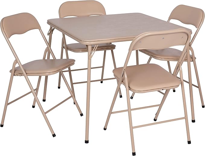 Flash Furniture Madison 5-Piece Folding Card Table and Chairs Set, Portable Event Table and Chairs Set for Indoor and Outd...