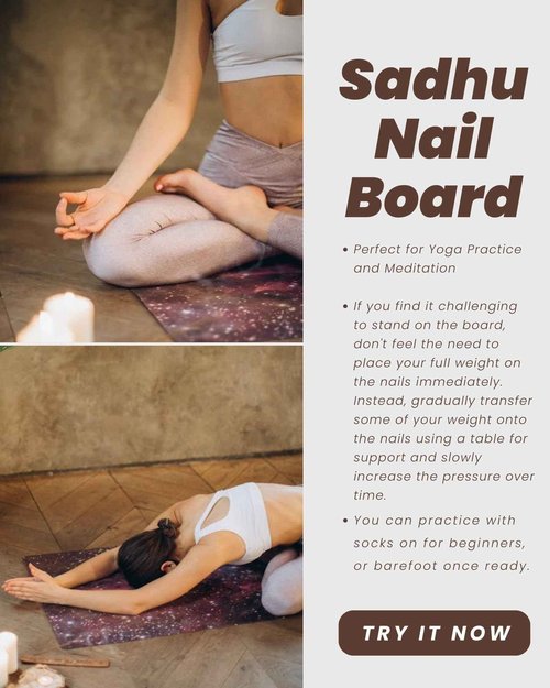 QEAHZ Sadhu Board - 8mm, Large Size, for Beginners, Nail Boards for feet, for Yoga and Meditation, Acupuncture Foot Massage
