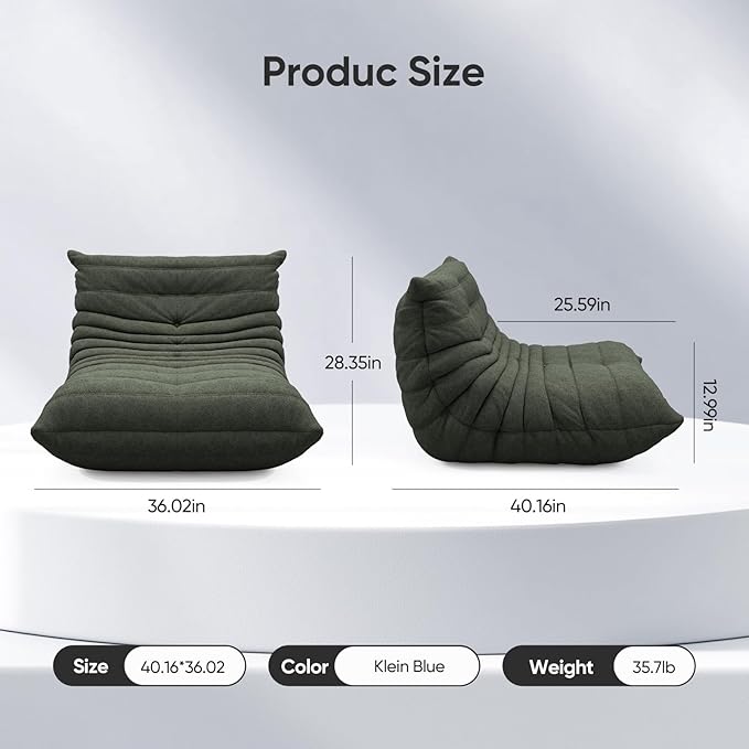 OTDMEL Bean Bag Chair for Adults, Fireside Togo Chair, BeanBag Chairs for Teens with High-Resilience Memory Foam, Non-Slip Base Compression Floor Lounge Sofa for Living Room, Bedroom