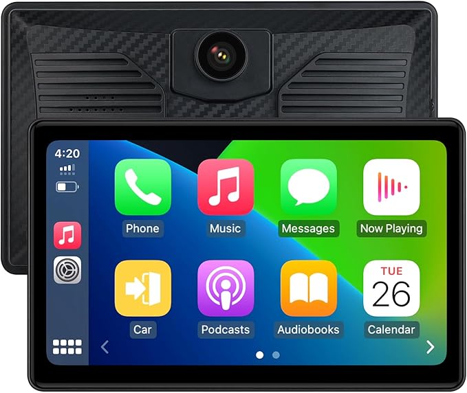 7 Inch Portable CarPlay for Motorcycle, Waterproof Touchscreen Wireless Car Play Android Auto Screen GPS Navigation for Mo...