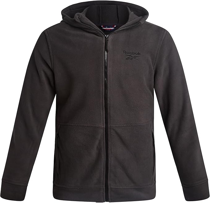 Reebok Mens Fleece Jacket - Lightweight Polar Fleece Zip Up Winter Jackets for Men - Gym Workout Running Outdoor Mens Jacket