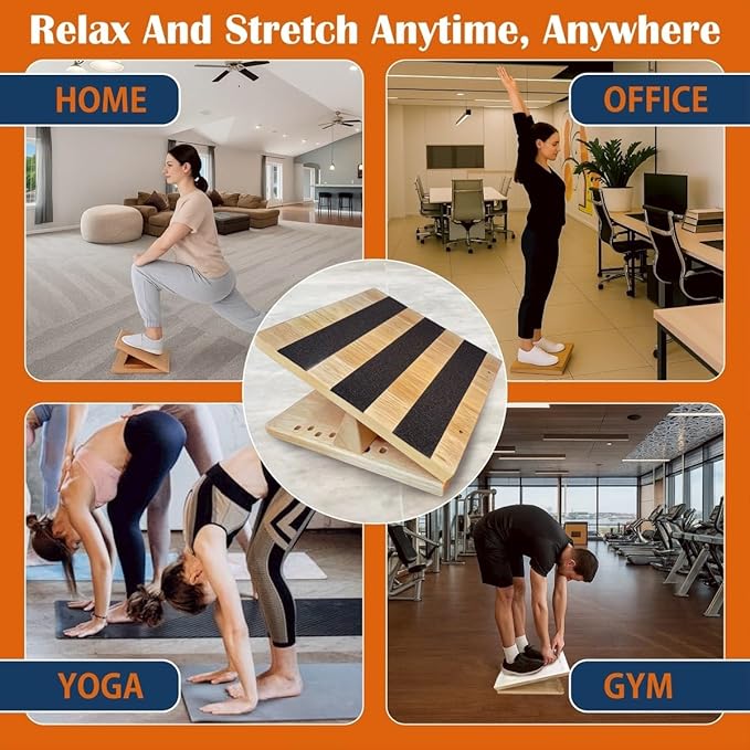 KIJO Studio Professional Wooden Calf Stretcher Slant Board 550 lbs Weight Capacity 16-Angle Adjustable Incline Calf Stretch Slant Board for Calf Stretching Exercise Squat & Physical Therapy Non-Slip