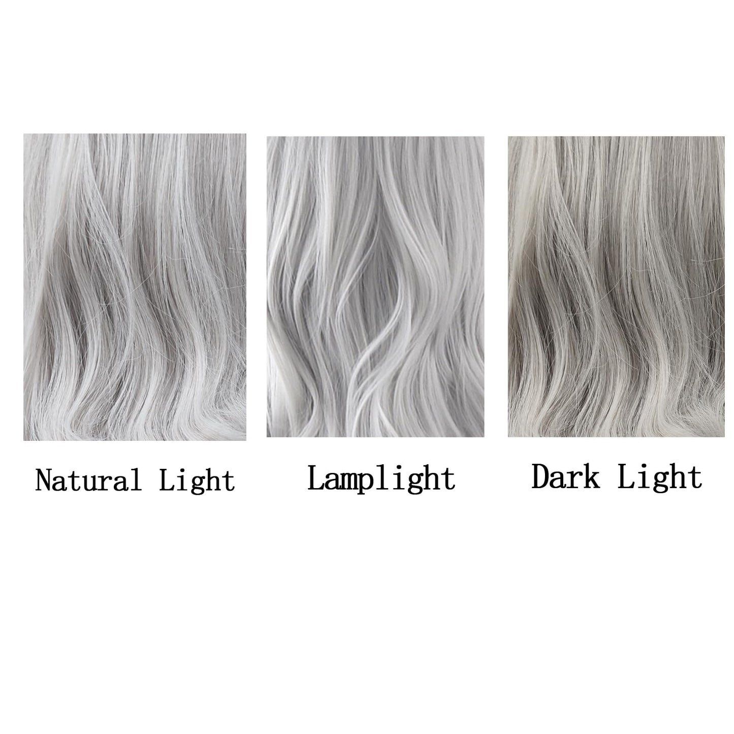 MapofBeauty 24 Inch/60 cm Charming Synthetic Fiber Long Wavy Side Bangs Women Party Wig (Silver Grey)