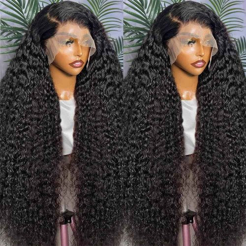 SQU&CIR 28 Inch Deep Wave Lace Front Wigs Human Hair 180% Density 13x4 HD Lace Front Wigs Deep Curly Lace Frontal Wigs Pre Plucked with Baby Hair