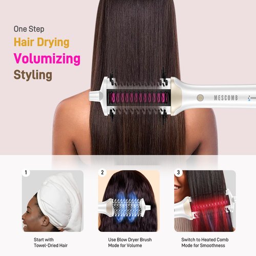 4-in-1 Hair Dryer Brush - Dual Mode Blow Dryer Brush & Ionic Heated Comb, Fast Heating Hot Air Straightener for Smooth