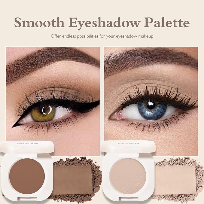 Matte Eyeshadow Palette 2 PCS, Mocha Nude Brown Eye Shadow Palettes Nude Neutral Eyeshadow for Women, Smooth Powder Lightweight Blendable sombras para ojos Compact Daily Eyes Makeup, Set F