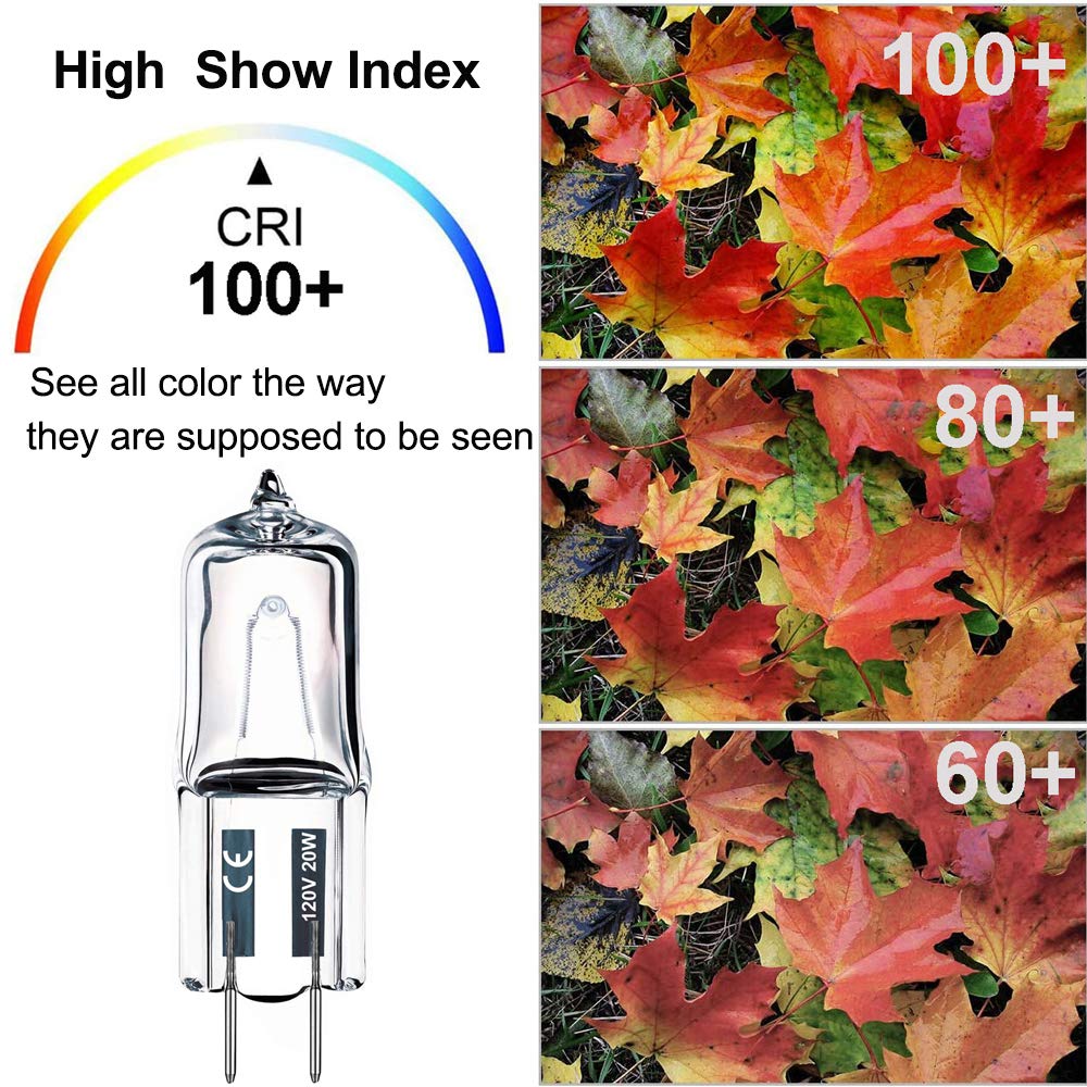 JCD 10PCS G8 Halogen Bulb 20W 120V, Bi-Pin Xenon Light Bulbs, Warm White, Dimmable, for Under Cabinet Puck Lights