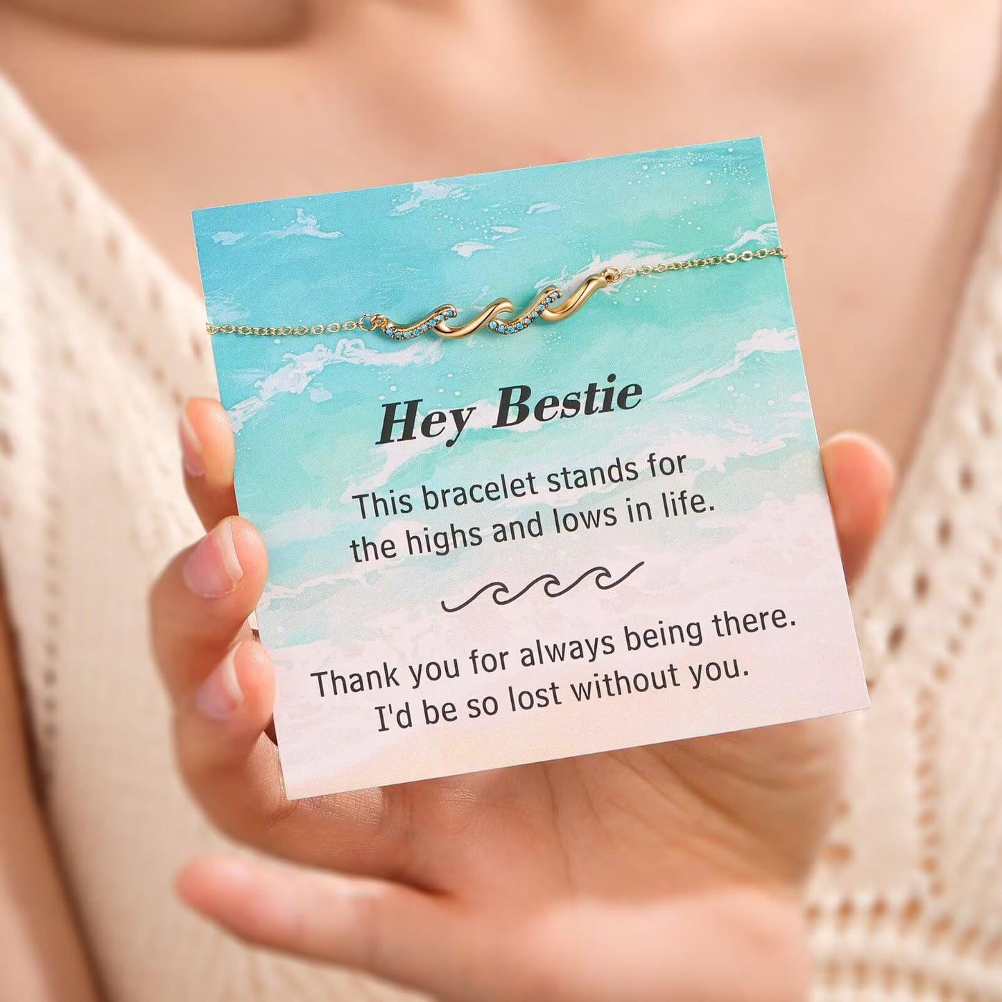 IEFLIFE Birthday Gifts for Women - Birthday Gifts for Best Friend Women Her, Happy Birthday Gift for Mom Daughter Sister Friend, Wave Bracelet Jewelry Gift for Her