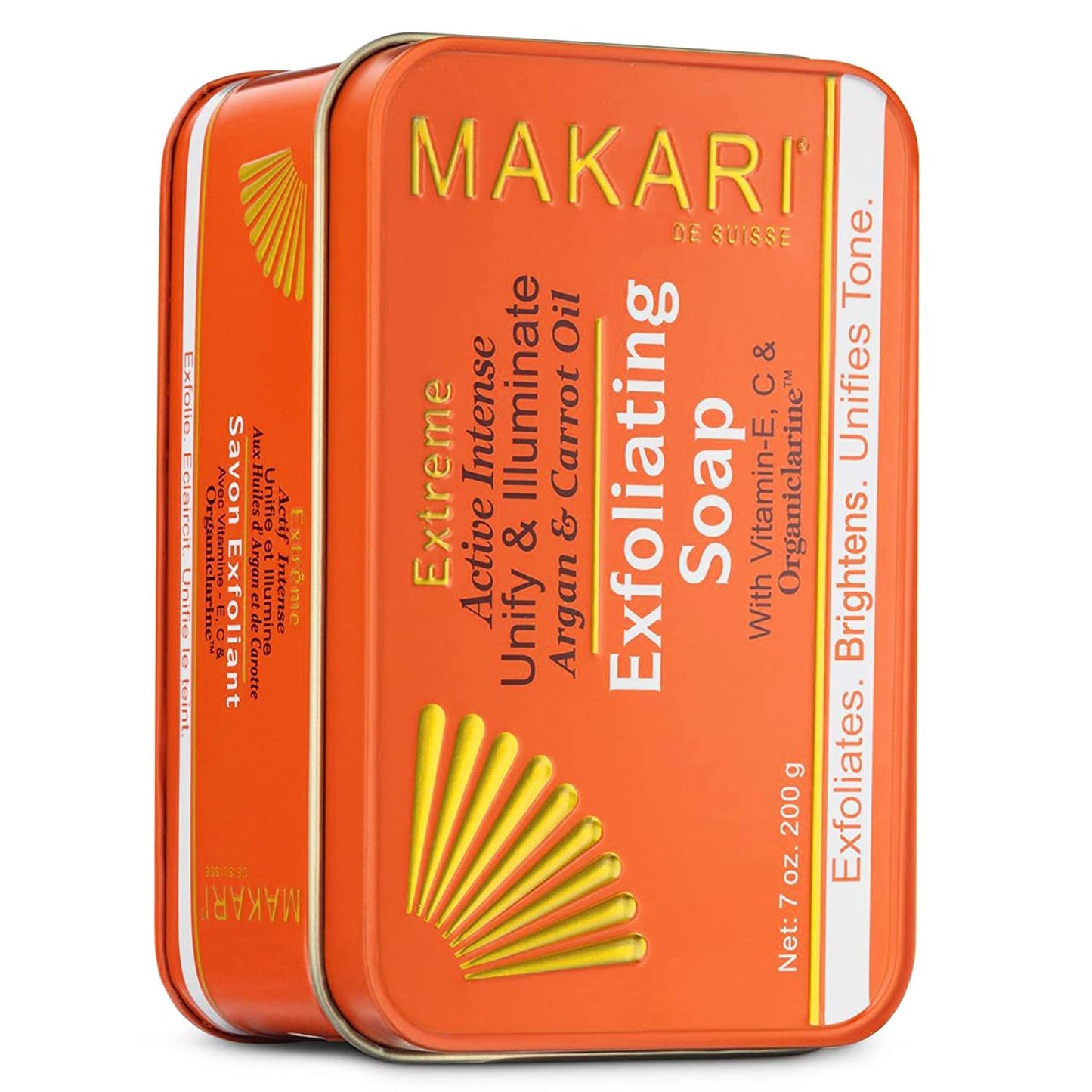 MAKARI Extreme Active Intense Argan & Carrot Oil Exfoliating Soap (7oz) | Advanced Brightening Bar Soap | With Apricot Seed Extr