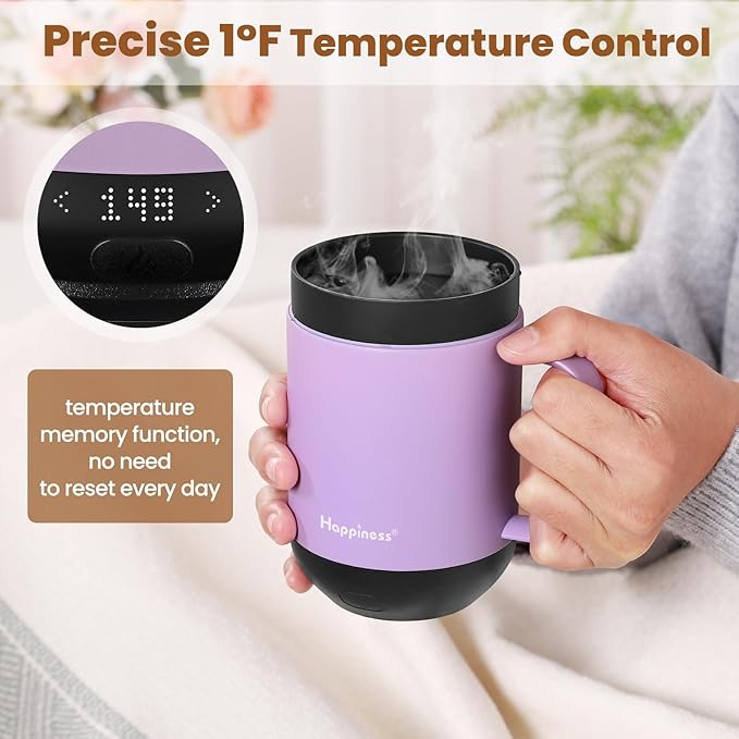 Smart Heated Coffee Mug,16oz Rechargeable Electric Self Heating Temperature Control Coffee Cup