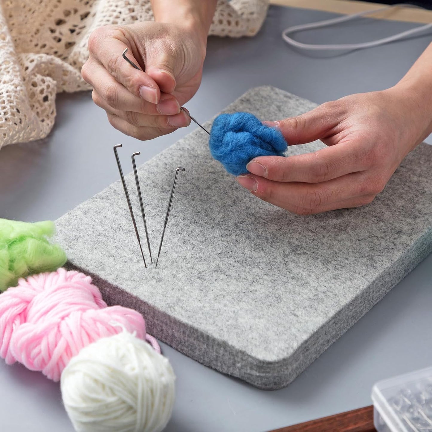 Amylove 8 Pcs Needle Felting Pad Needled Felting Mat Wool Supplies Thick Firm Base Woolen Block for Beginners Crochet Knitting Projects Kit Tool, Gray (8 x 10 x 1 Inch)