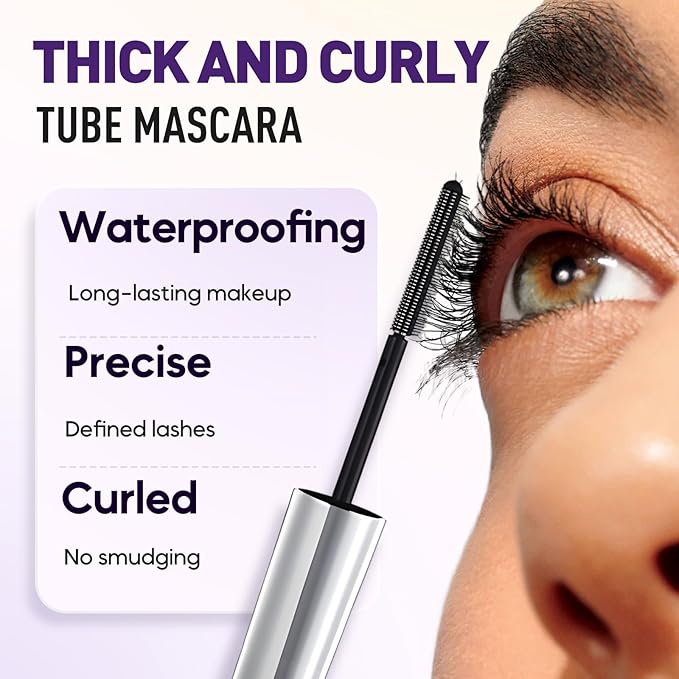 Iron Wand Mascara, 2025 New Metal Mascara Wand, 3D Washable Metal Mascaras, Waterproof & Smudge-Proof Long-Lasting Curling Eyelash Iron Mascaras with No Flaking (Black+Brown)