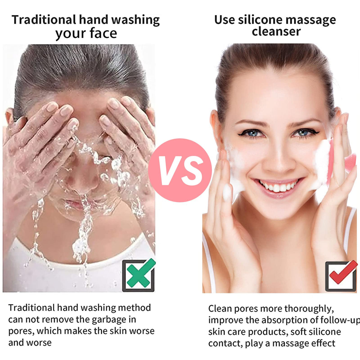 VWMYQ Silicone face Scrubber for Women Facial Cleansing Brush Silicone Face Wash Brush Manual Waterproof Cleansing Skin Care Fac