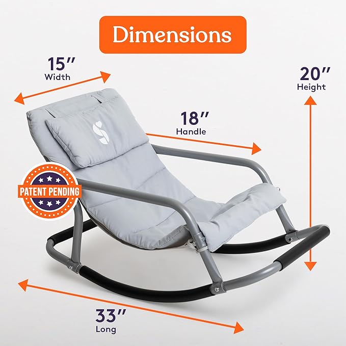 Special Supplies Sensory Rocking Chair for Kids - Comfortable Kids Rocker- Versatile Floor Chair with Soft Fabric and Stability for Playroom, Bedroom, or Nursery (Ages 3+) - Grey