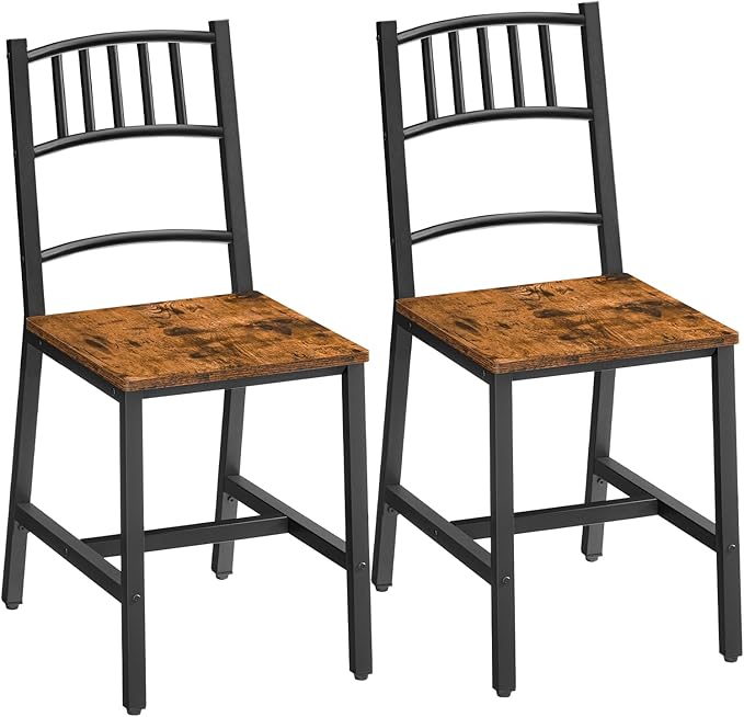 HOOBRO Kitchen Chairs Set of 2, Wooden Dining Room Chairs with Metal Frame, Dining Chairs with Back, Easy to Assemble, Far...