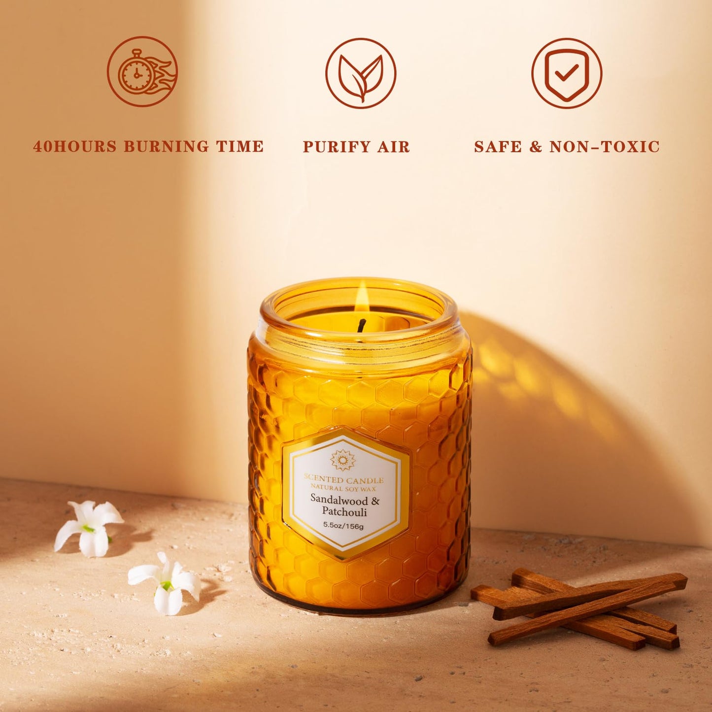 6 Pack Natural Soy Wax Jar Candles for Home Scented, Aromatherapy Gifts Sets for Women, 33 oz 240 Hour Long Lasting Candles Gifts for Birthday | Valentine's Day | Amber Candles|
