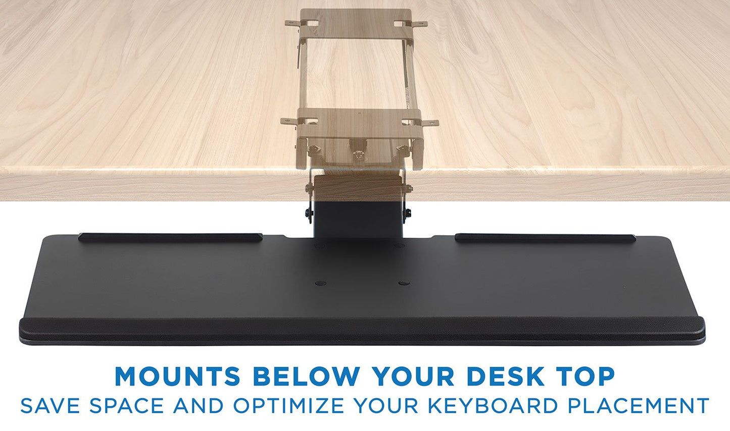 Mount-It! Under Desk Computer Keyboard and Mouse Tray, Full Motion Slide Out Keyboard Tray with Tilt, Swivel and Height Adjustment, Ergonomic Keyboard Drawer with Gel Wrist Pad, Black