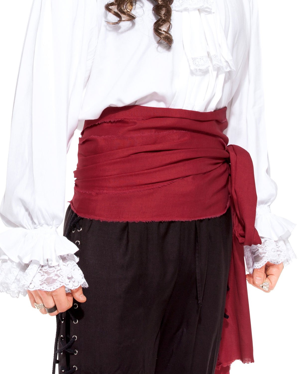 ThePirateDressing Halloween Waist Sash Belt – Medieval Renaissance Costume Accessory for Men & Women – Unfinished Torn Edge Linen Scarf –(Sash Only) C1417-Red