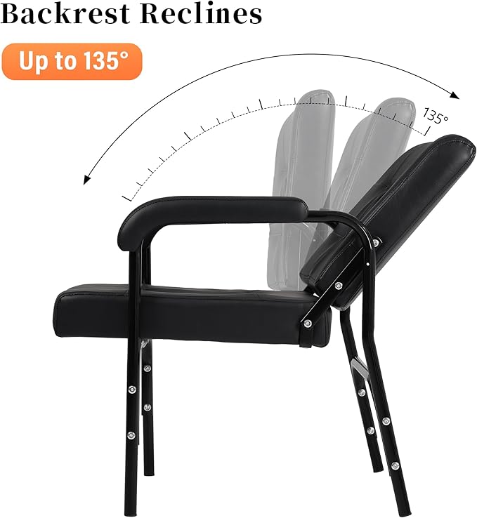 Salon Reclinng Shampoo Chair, Auto Reclining Shampoo Chair for Salon with Heavy Duty Metal Frame can Sit or Lie Down for Spa Beauty Equipment, Black
