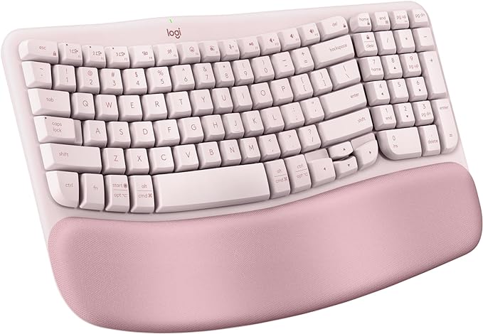 Logitech Wave Keys Wireless Ergonomic Keyboard with Cushioned Palm Rest, Comfortable Natural Typing, Easy-Switch, Bluetoot...
