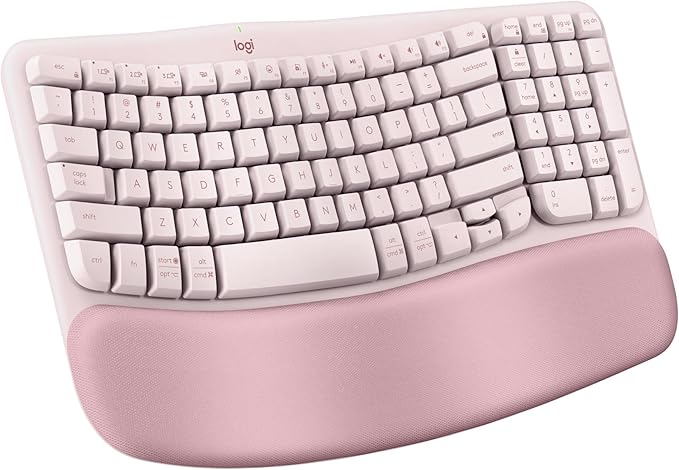 Logitech Wave Keys Wireless Ergonomic Keyboard with Cushioned Palm Rest, Comfortable Natural Typing, Easy-Switch, Bluetoot...