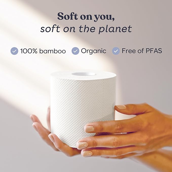 Betterway Bamboo Toilet Paper 3 Ply - Sustainable Toilet Tissue - 36 Long-Lasting Organic Rolls & 360 Sheets Per Roll - Septic Safe - Plastic & PFAS Free - FSC Certified