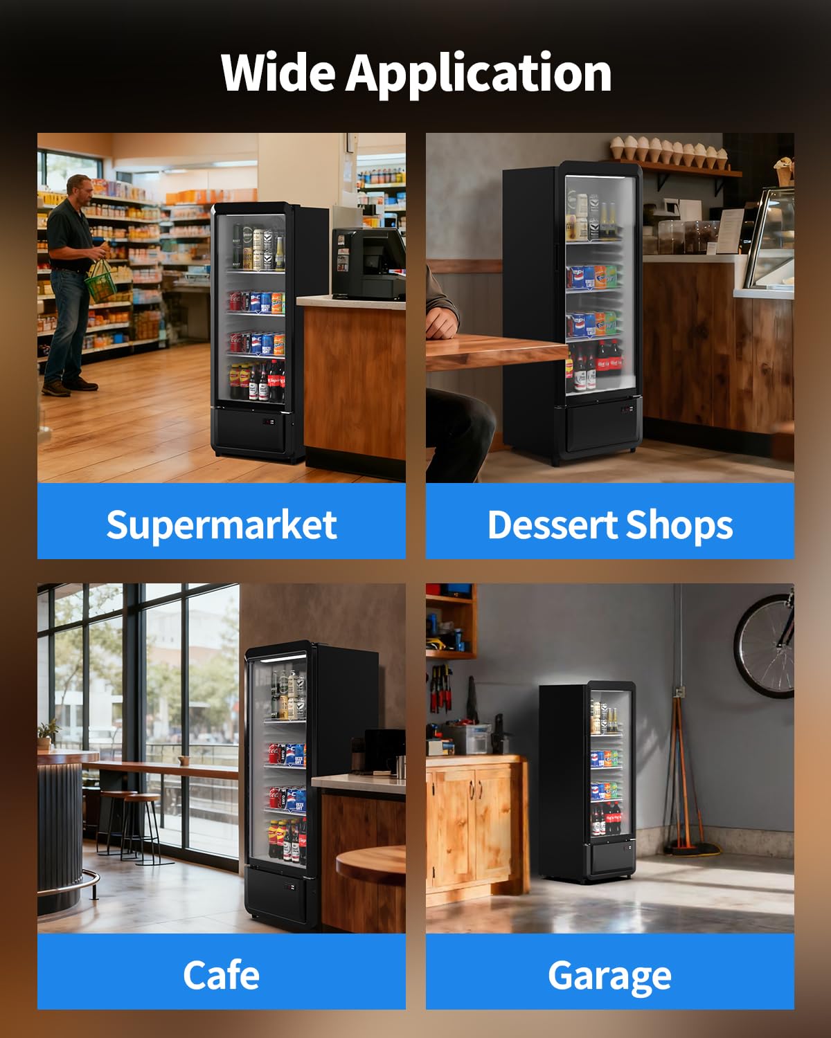 8.37 Cu. Ft Commercial Beverage Refrigerators, Drink Fridge with Glass Door & LED, 3 Adjustable Shelves Holds 228 Cans, Outdoor Display Fridge for Bar, ETL, DOE, and NSF certified