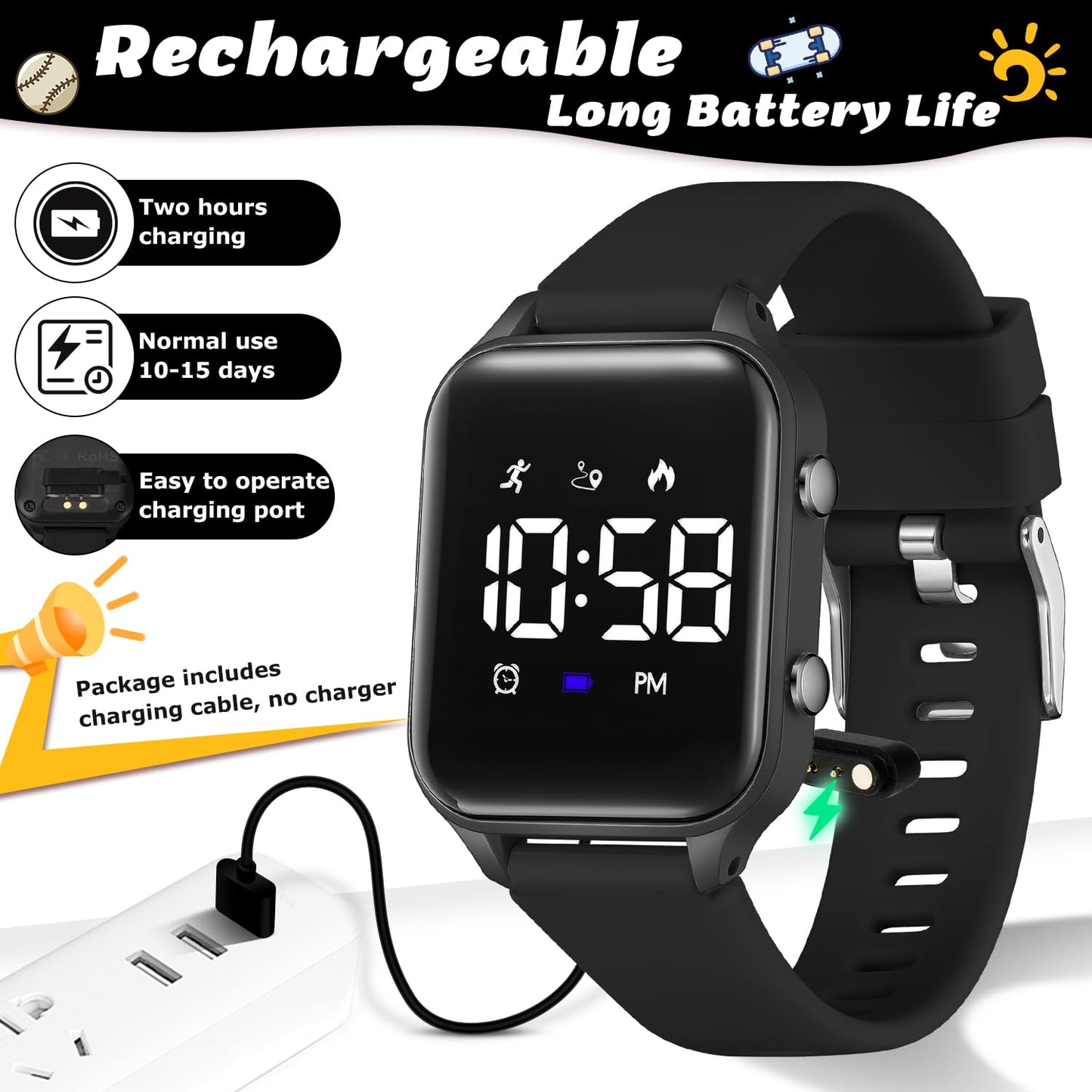 L LAVAREDO Waterproof Kids Digital Watches for Boys Girls,Sport Watch with Pedometer Stopwatch Vibration Alarm for Ages 5-13,No App Fitness Tracker Watch for Kids Teens Birthday