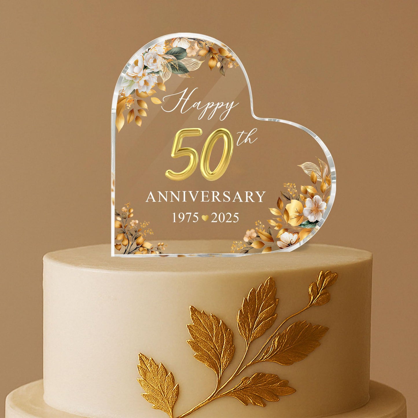 50th Wedding Anniversary Acrylic Cake Topper, 50 th Anniversary Decorations, 50 Wedding Topper, 50 Years Of Married Gifts (50th Anniversary Cake Topper)