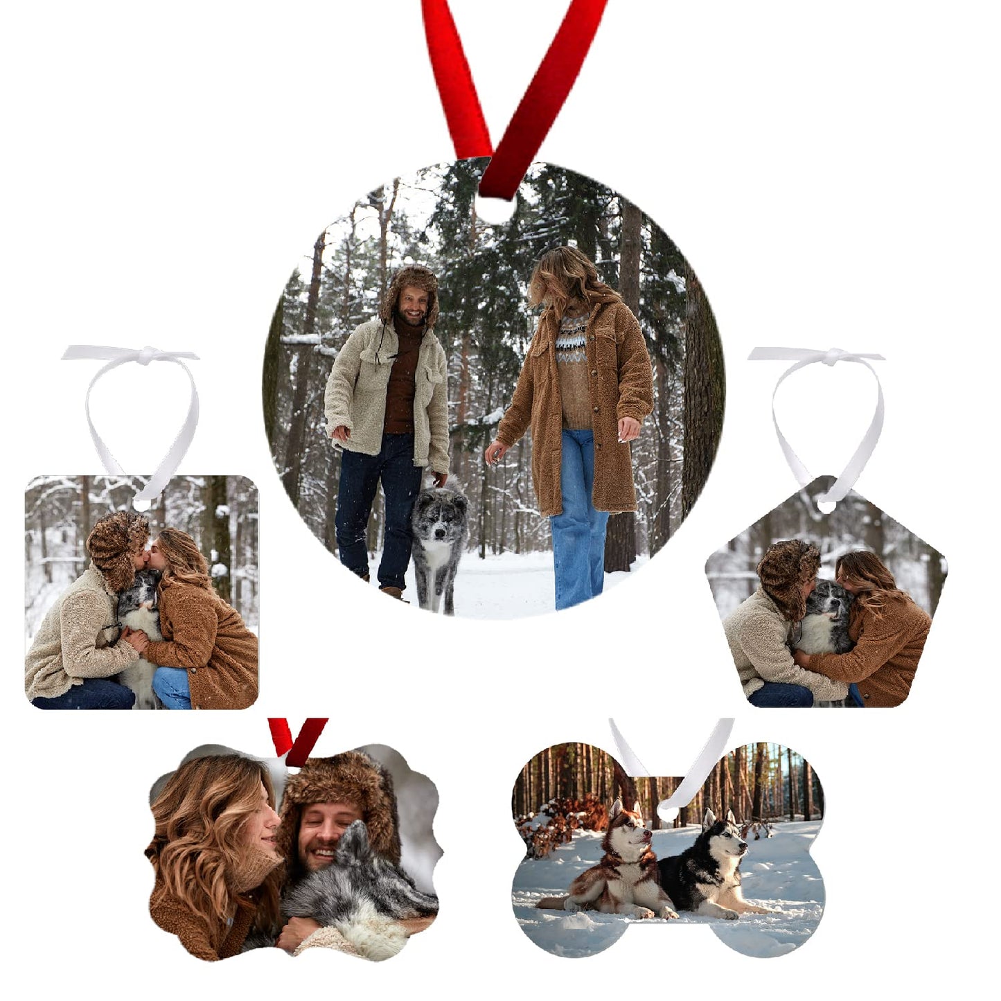 Smile Art Design Personalized Photo Christmas Ornament 2023 - Metal Custom Family Picture Ornament - Tree Decorations, Round
