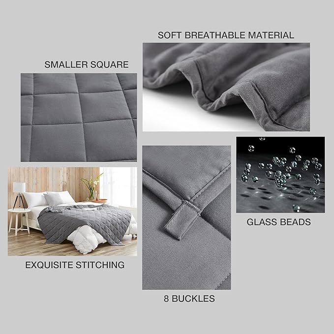 BB BLINBLIN Adult Weighted Blanket Heavy Blanket, Calm and Sleep, Premium Soft and Comfortable Material and Glass Beads (Dark Grey, 60''x80'' 20lbs), Suit for Adult(~190lb) Use on Queen/King Bed…