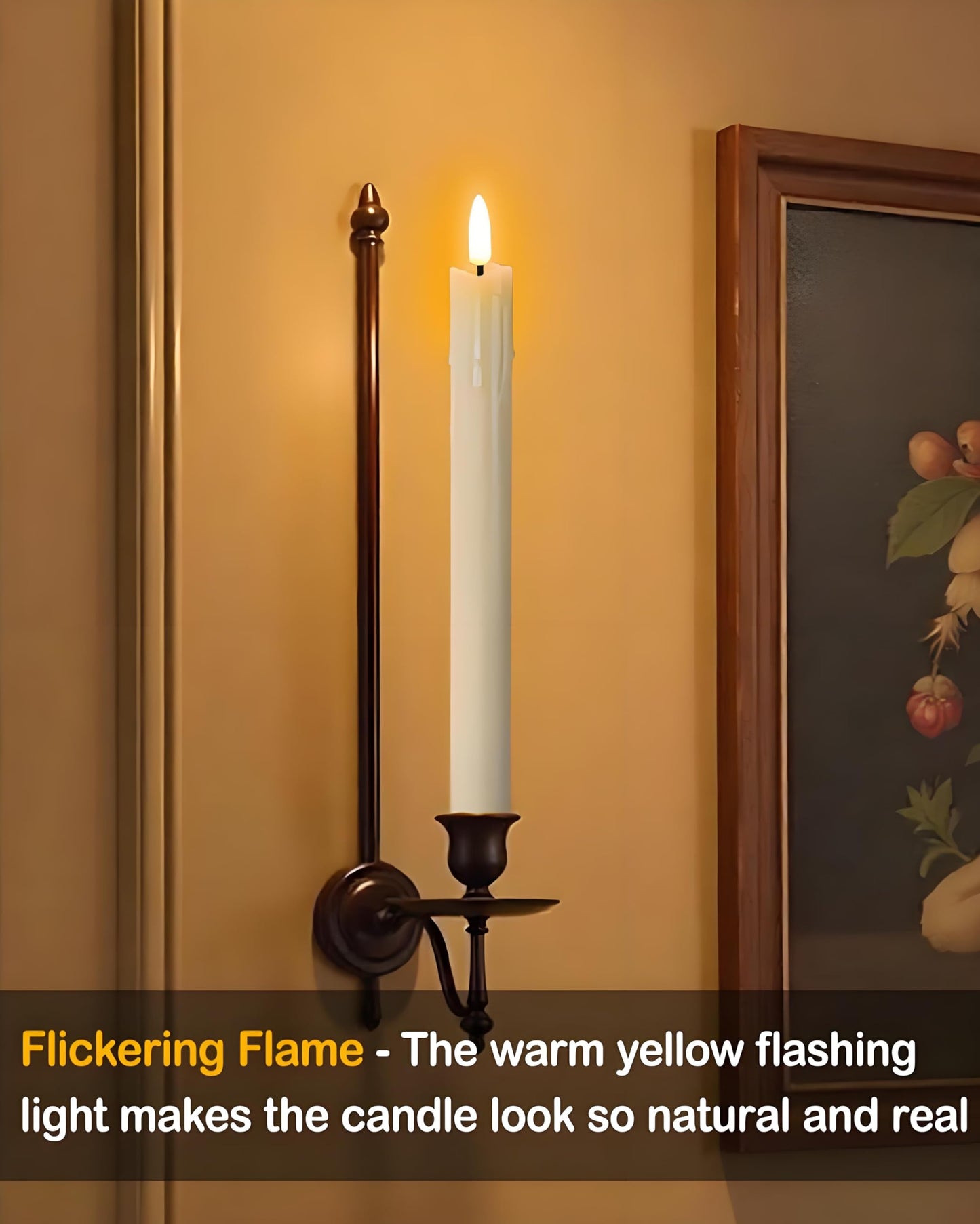 Gmnee 9.6" Rechargeable Flameless Taper Candles with Remote, Timer, Dimmer, Ivory LED CandleSticks, 6 Pack Long Candles Battery Operated for Window, Table, and Mantel Decor