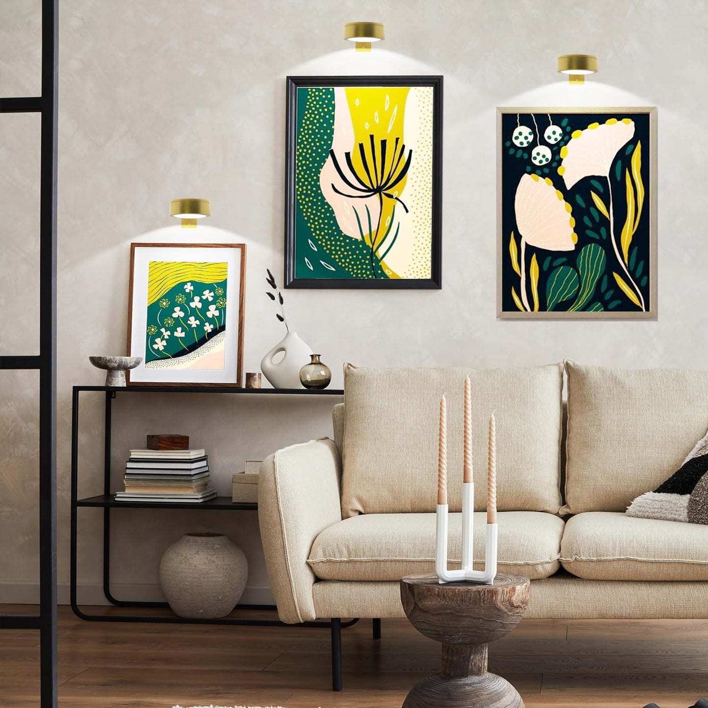 6pcs Wall Picture Light Battery Operated, Painting Light with Remote, Wall Picture Lighting Wireless Indoor with 3 Lighting, Art Display Led Lighting Brightness Dimmable for Frame Gallery Portrait