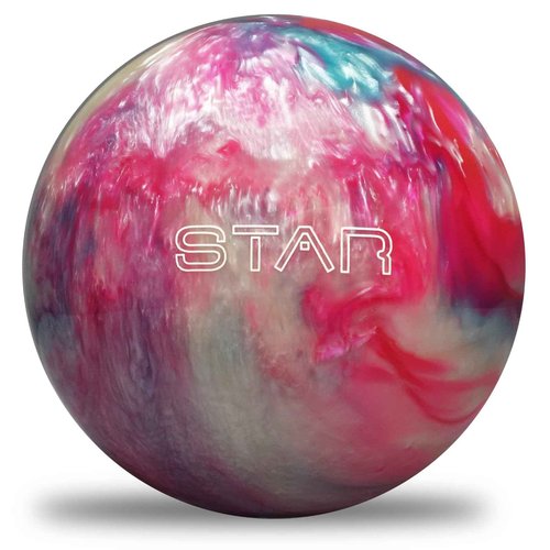 ELITE Pre-Drilled Star Polyester Bowling Ball - Great for Spare Shooting League Bowlesr or Straight Bowling - Perfect Gfit for Beginner Bowlers (12 Pound - Large Drilling, Pink/Sky Blue/White)