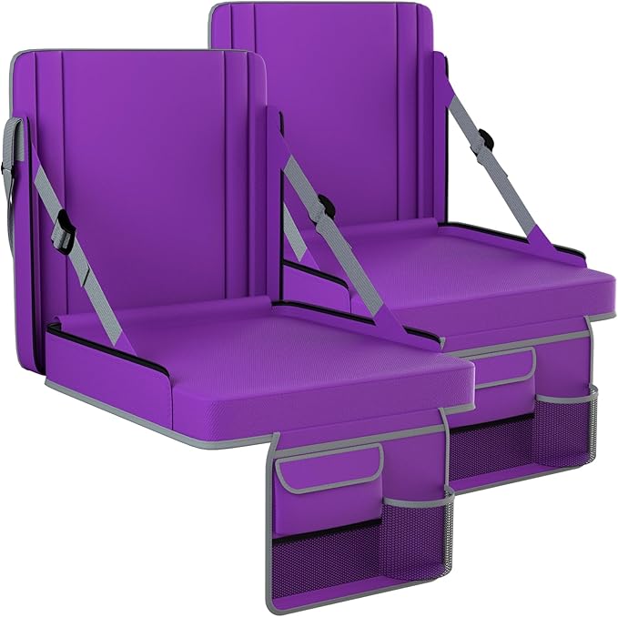 janiry Stadium Seats with Back Support 2PACKS Adjustable Bleacher Chairs with Back and Cushion Bleacher Seat with Cup Holder, Carry Handle & Shoulder Strap for Outdoor Sports Events, Picnics, Beaches