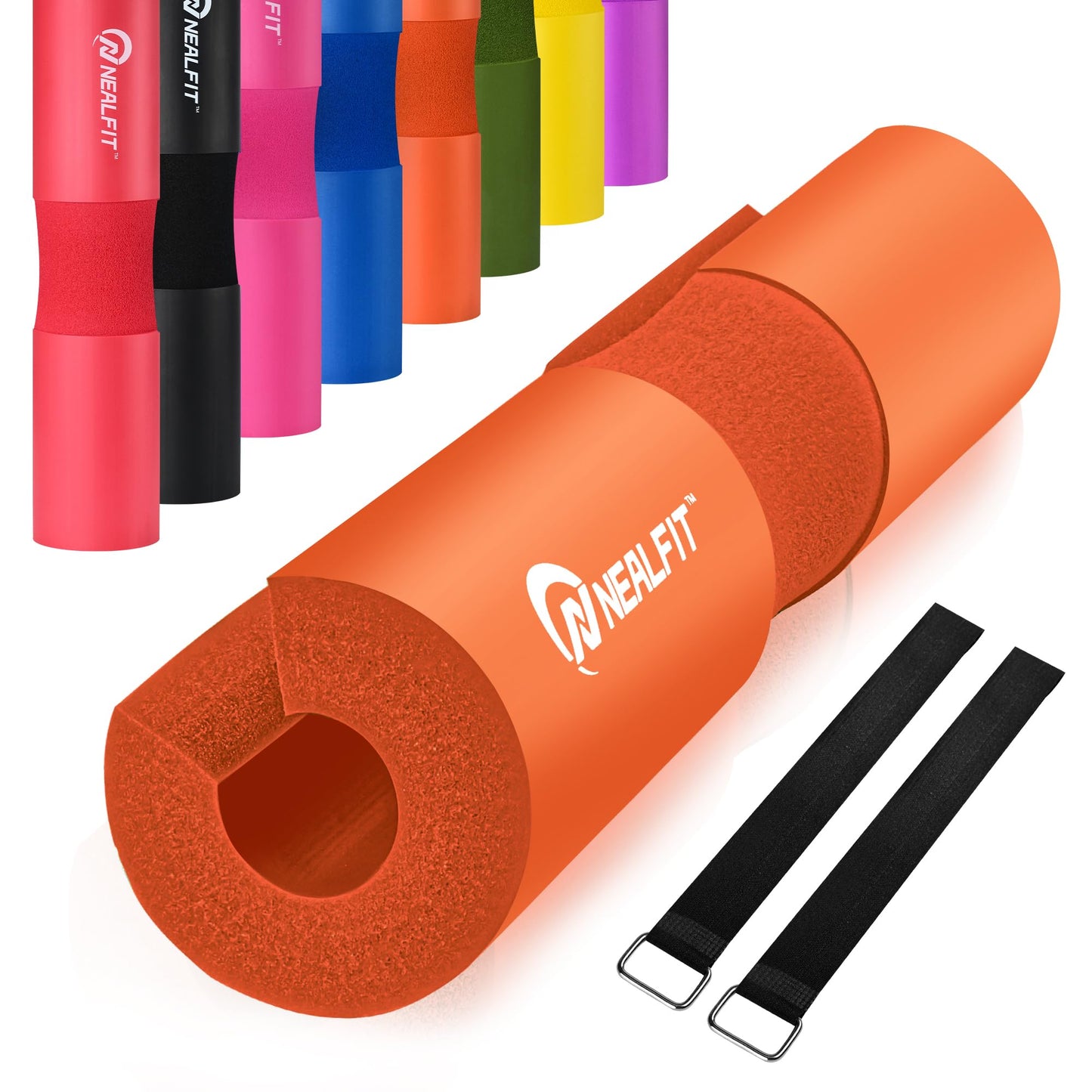 NEALFIT Barbell Pad Squat Pad for Squats—Squat Bar Pad—Great for Weightlifting,Lunges and Hip Thrusts—Foam Sponge Pad—Fit Standard and Olympic Bars Perfectly (Orange)