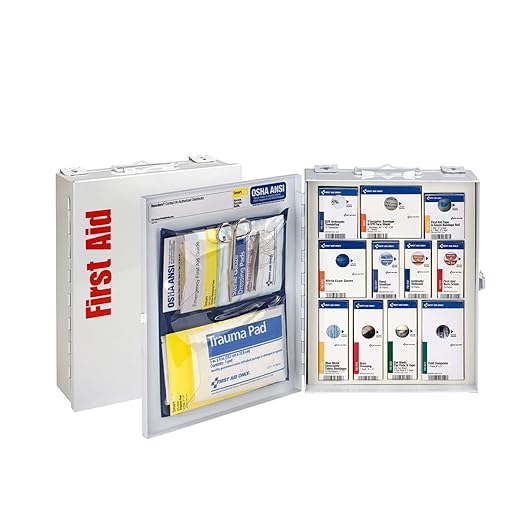 First Aid Only 90658 25-Person SmartCompliance First Aid Kit for Businesses, ANSI 2015 Compliant Metal Food Service First ...