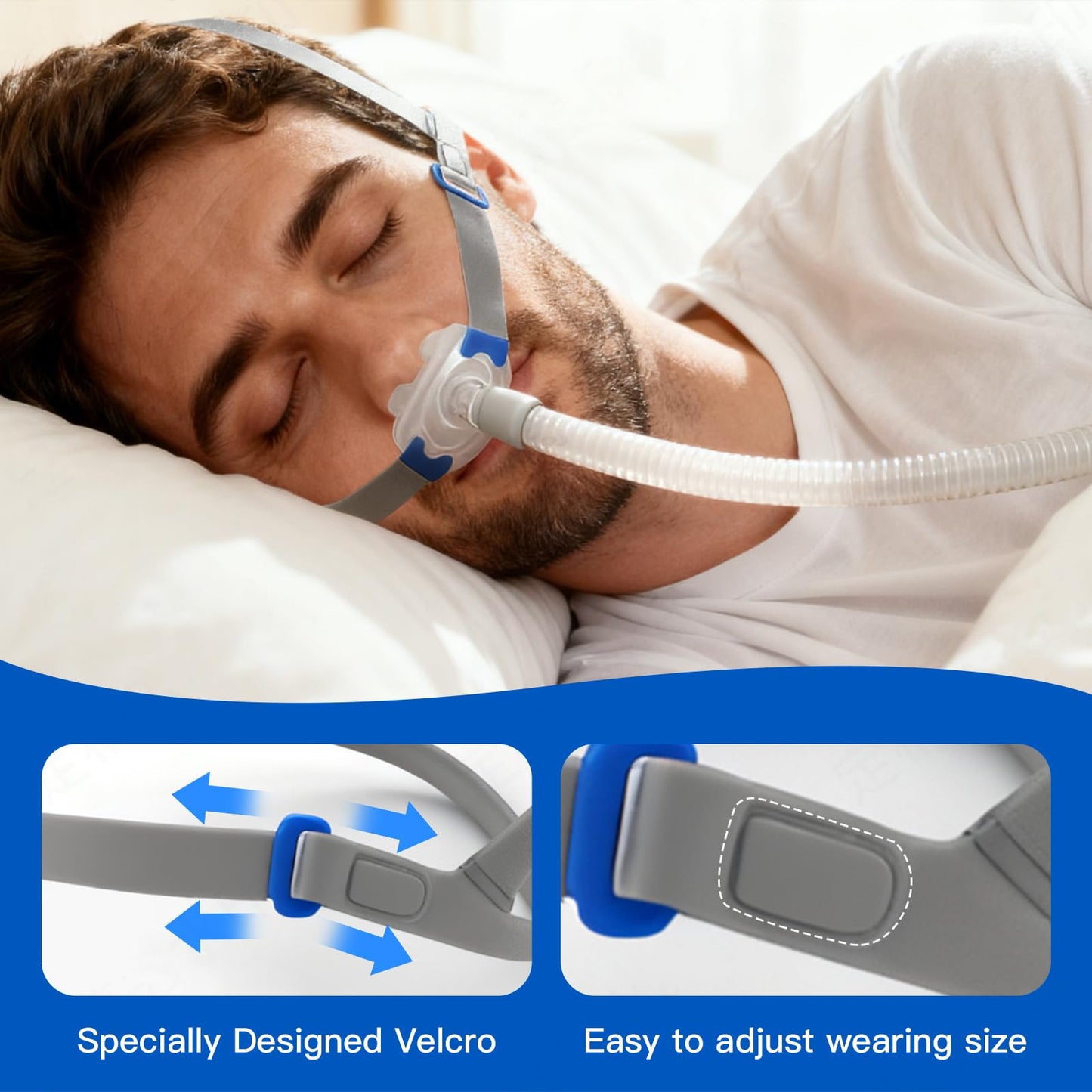 Chic Tree CPAP Nasal Pillow Mask, Nasal Pillow Set with Detachable Headgear, Frame, Tube and 3 Different Sizes of Nasal Pillows(S,M,L)