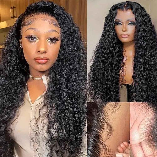 virginess Deep Wave Lace Front Wigs Human Hair Pre Plucked 18 Inch 13x4 Lace Frontal Closure Wig for Black Women Human Hair Glueless Deep Curly Lace Front Wig