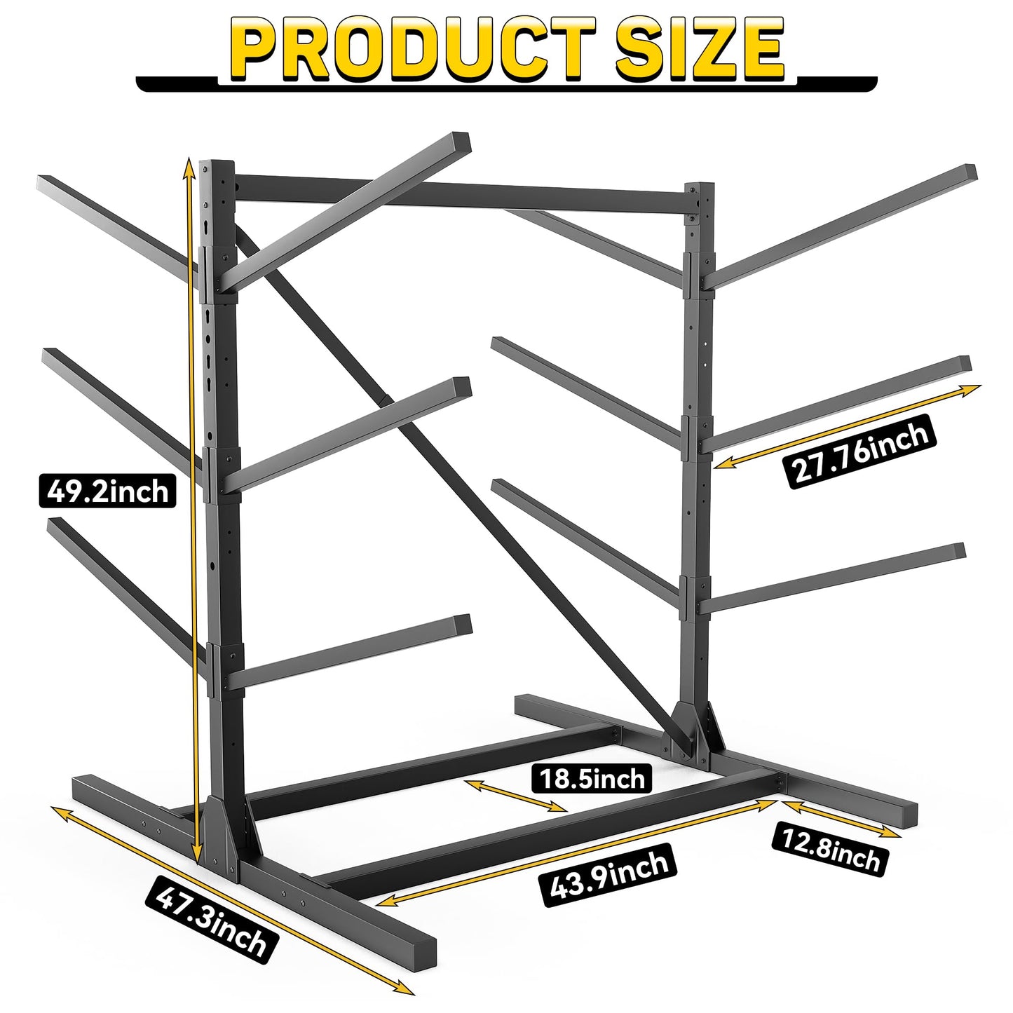 Ultrawall Kayak Storage Rack, Freestanding Kayak Racks For Garage, Adjustable Kayak Stand, Heavy Duty Paddle Board Rack For Kayak, Canoe, Surfboard, 660lbs Capacity, 3 Levels for 6 Kayaks