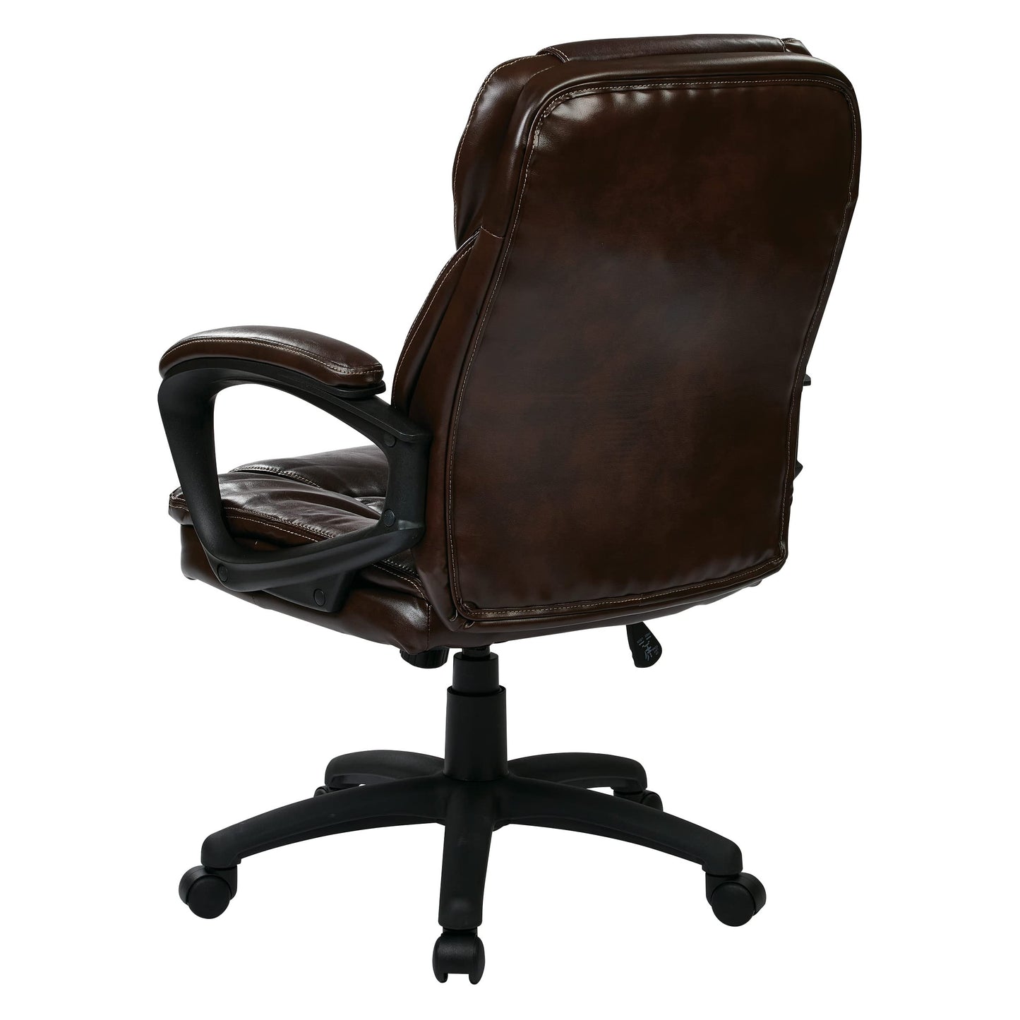 Office Star FL Series Faux Leather Manager's Adjustable Office Chair with Lumbar Support and Padded Arms, Chocolate