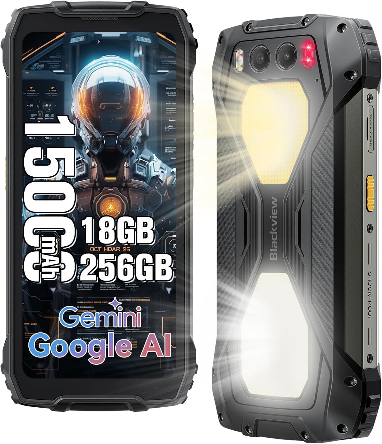 Blackview Bv7300 Rugged Phone, 15000Mah/45W, Dual 800Lm Camping Light, Night Vision Camera, 18Gb+256Gb/2Tb Rugged Smartphone Unl