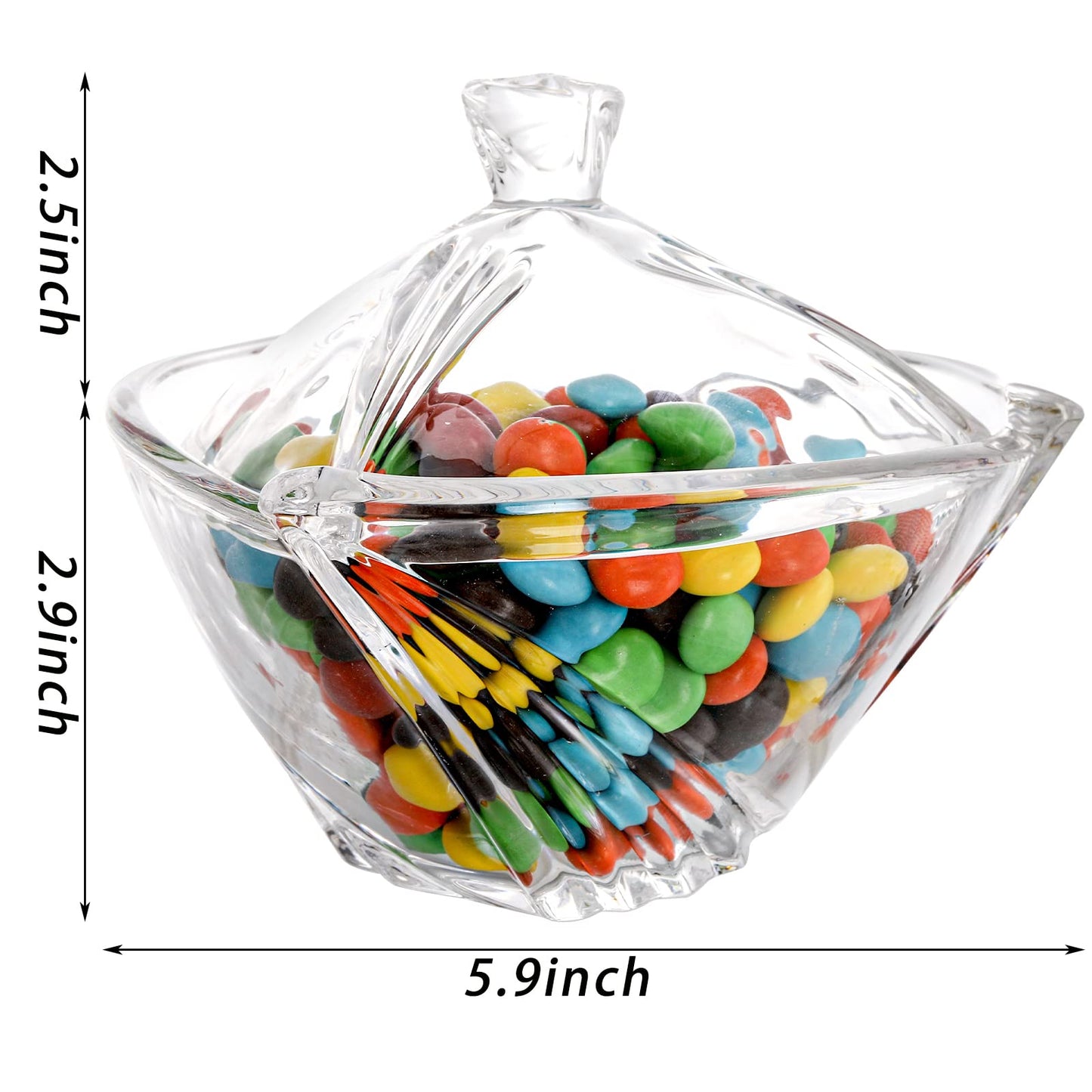 SOUJOY 2 Pack Glass Dish With Lid, Clear Covered Candy Bowl, Retro European Jar for Home Kitchen Office Table Halloween