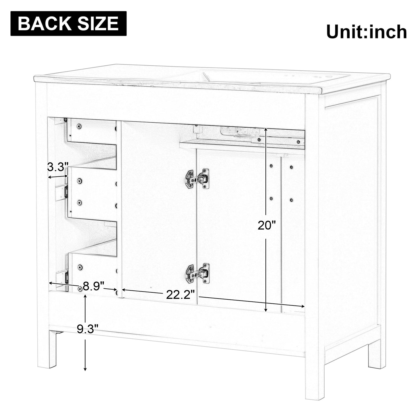 Favfurish 36" Bathroom Vanity with Sink Combo,Bathroom Vanity Cabinet with Two Soft-Closing Doors and Four Drawers,Free Stading Vanities w/Gold Handler,for Bathroom,Easy Assembly,White