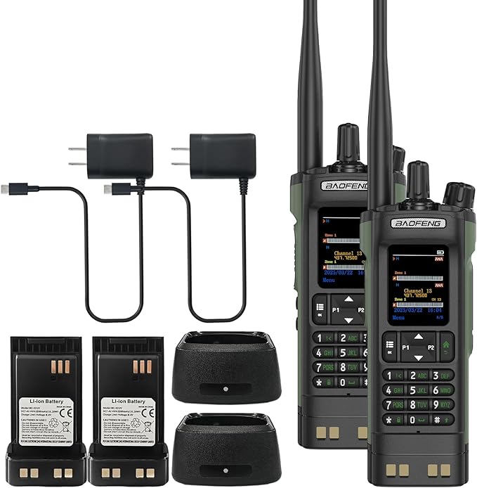 2 Pack BAOFENG DM-32 DMR Radio 10W High Power DM32 Handheld Radio GPS/APRS Two Way Raido USB-C Charging Multi-Band FM/AM W...