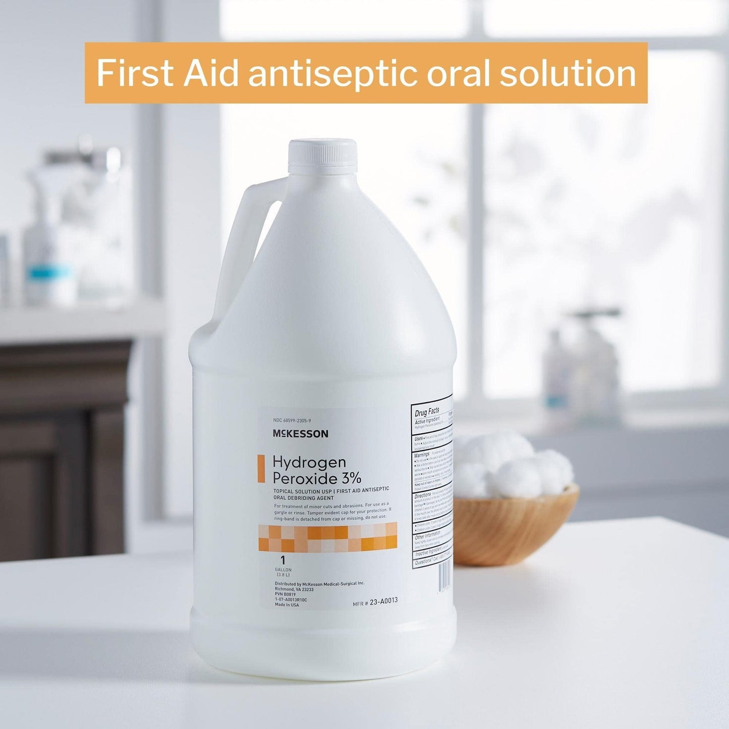McKesson Hydrogen Peroxide 3%, 1 Gallon [Pack of 1] Topical Solution USP, First Aid Antiseptic, Oral Debriding Agent