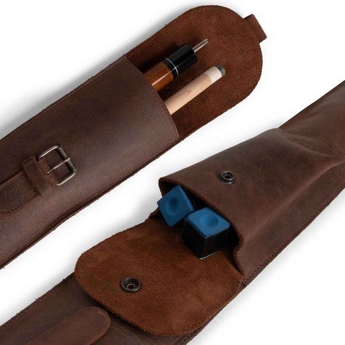 Hide & Drink, Rustic Billiard/Pool Cue Flat Case, Stick Carrying Bag with Adjustable Strap, Full Grain Leather, Handmade, Bourbon Brown