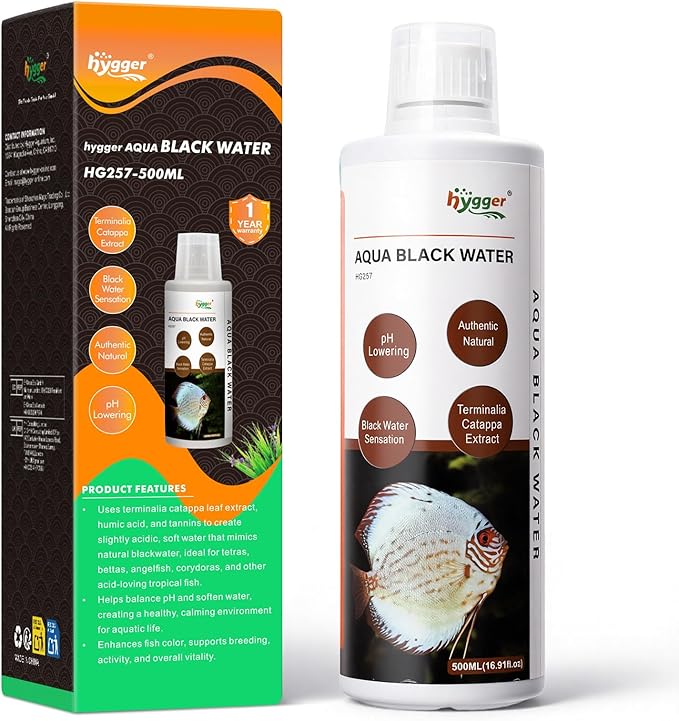 hygger Blackwater Aquarium Conditioner with Natural Olive Leaf Extract, Humic & Tannins, Regulate pH Value Soften Water Cr...