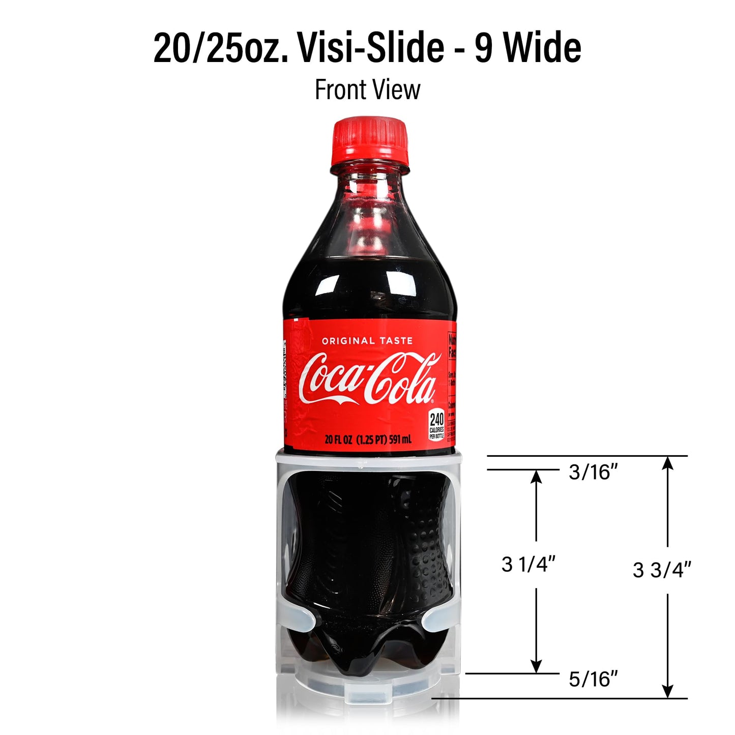 Visi-Slide 20oz Soda Beverage Dispenser - Gravity Fed Glide for Angled Shelves for Coolers, Commercial Refrigerators, Cold Vaults (Pack of 6) Drink Organizer for Cans, Bottles and More